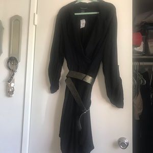 Plus sized Fun flirty black shirt style dress.